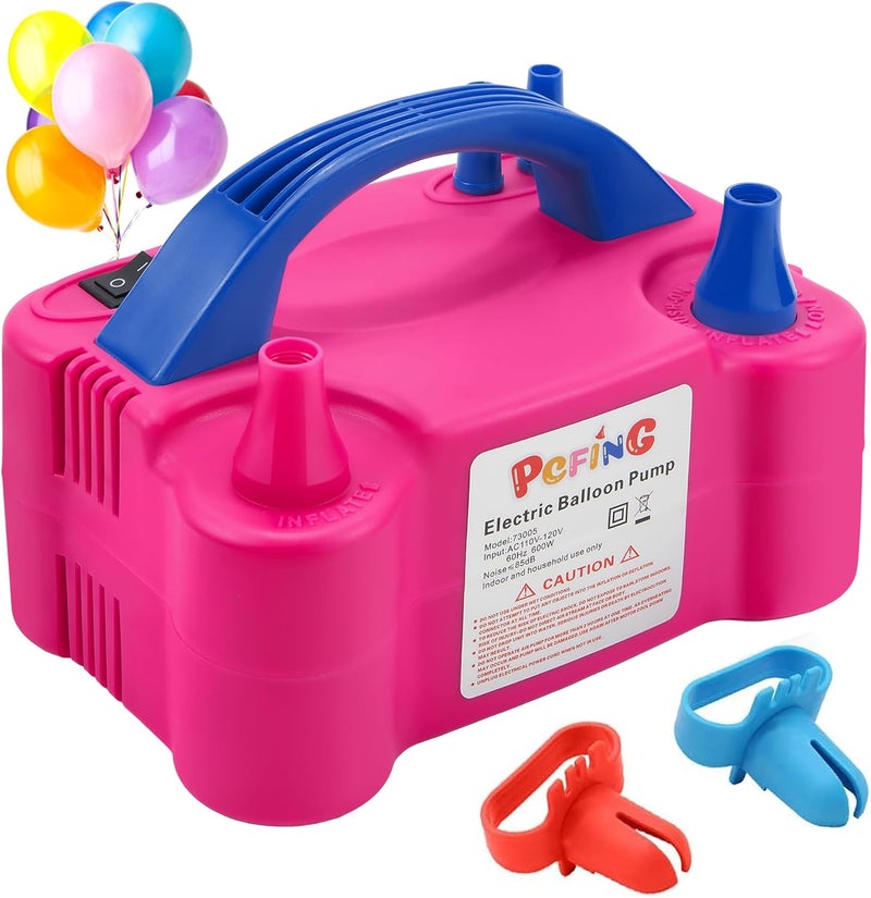 PCFING Balloon Pump Electric, Portable Balloons Inflator Blower Machine with Balloon Tie Tool & Dual Nozzle - Image 1